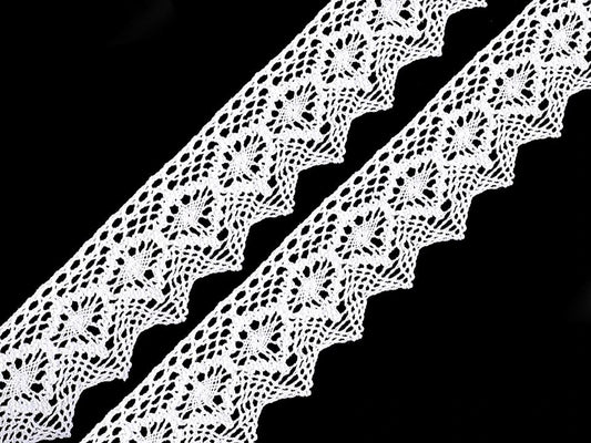 100% Kokvilnas mežģīne|4,6 cm| balta