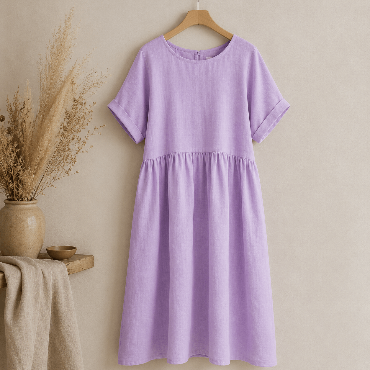 Attēls ar 100% Mīkstināts lina audums-ceriņu lillā 165 g/m² – pieejams Šarlotes audumi