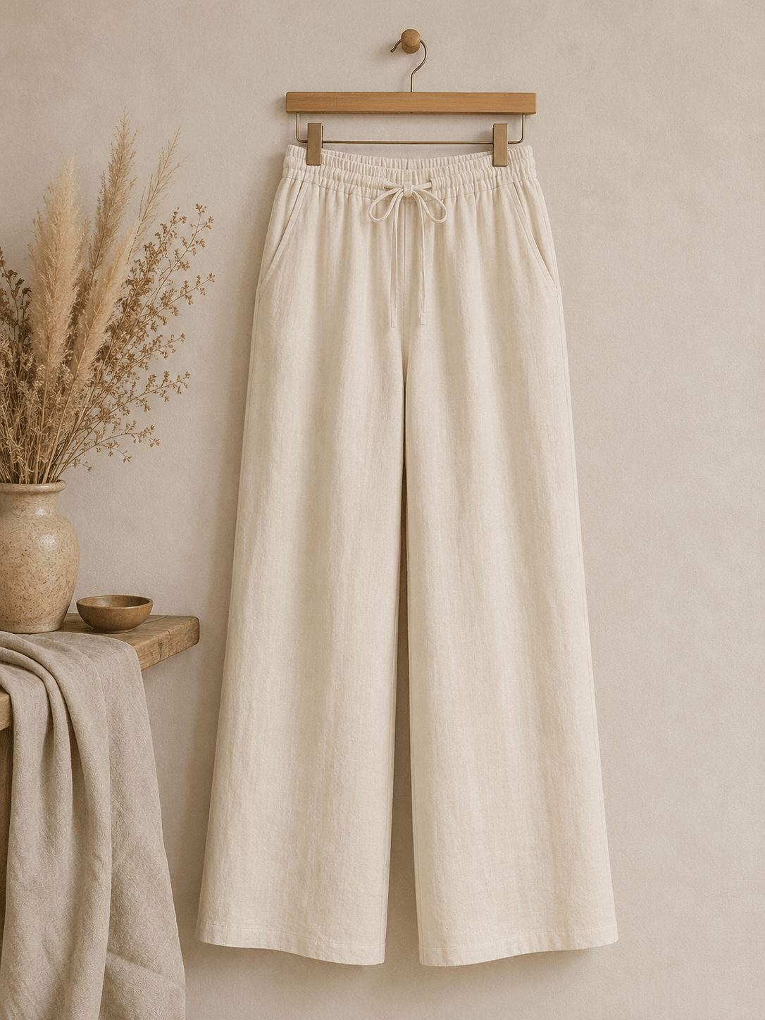 Attēls ar 100% Mīkstināts lina audums-maigi krēmīgs 165 g/m² – pieejams Šarlotes audumi