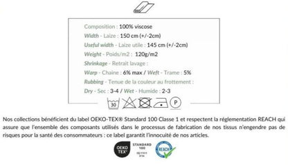 Tissu 100 % viscose – motif floral abstrait sur fond vert 125 g/m²