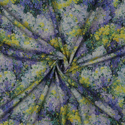 Image avec tissu 100 % viscose - lilas et mimosas 135 g/m² – disponible chez Šarlotes audumi