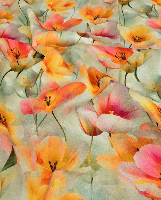 Attēls ar 100% Viskozes audums - puķes 125 g/m² – pieejams Šarlotes audumi