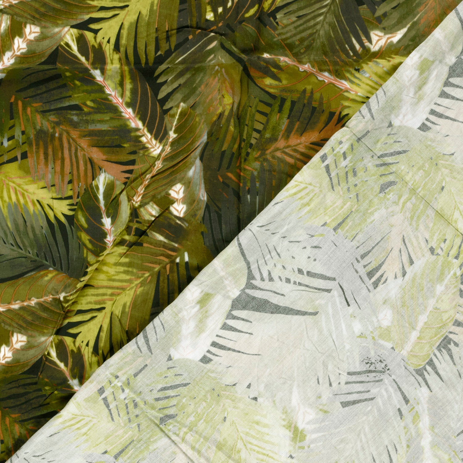 Attēls ar 100% Viskozes audums - zaļas tropu lapas 125 g/m² – pieejams Šarlotes audumi