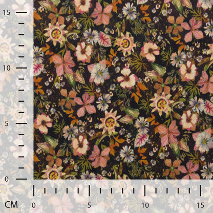 Image of 100% viscose satin with wildflowers – available online at Charlotte's Fabrics