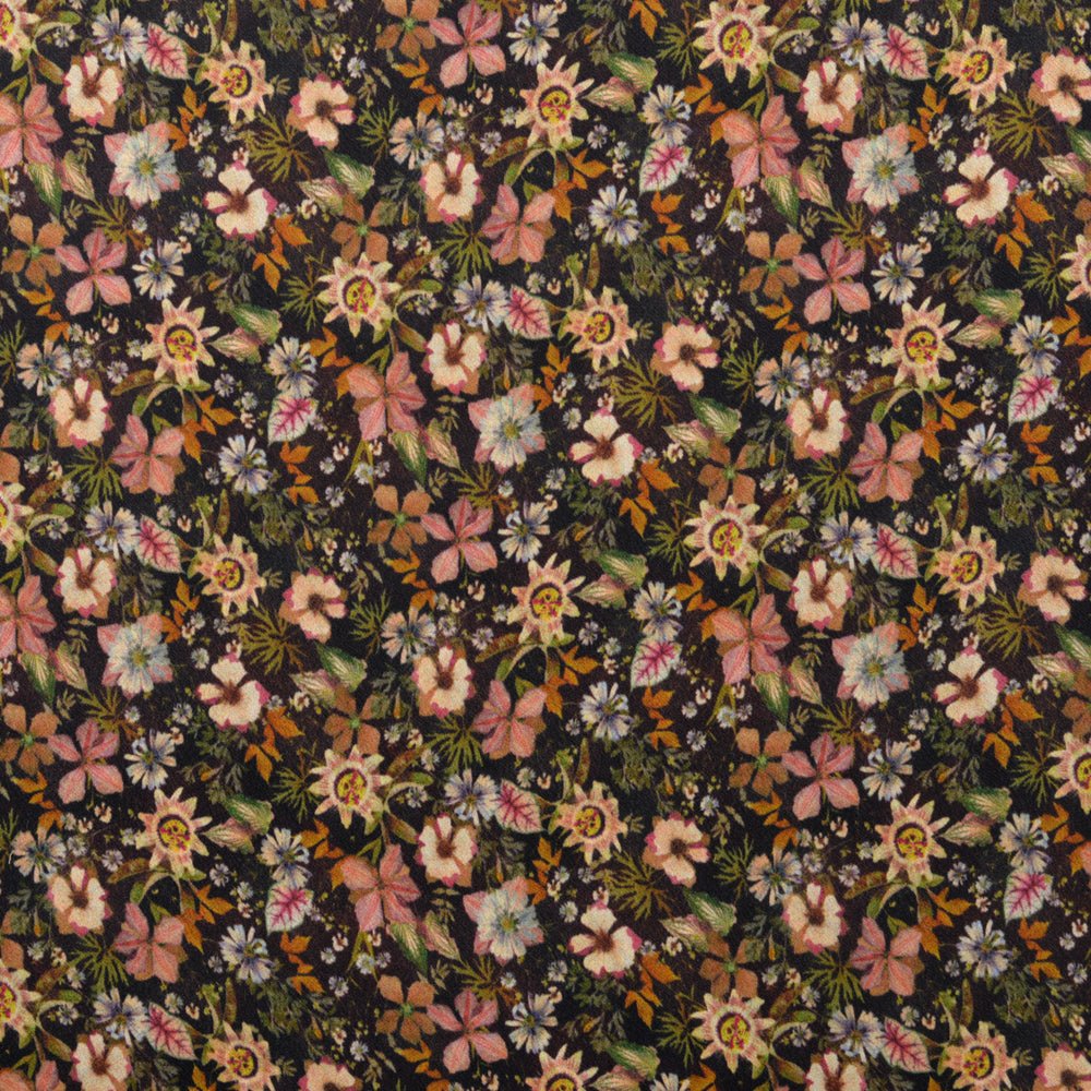Image of 100% viscose satin with wildflowers – available online at Charlotte Fabrics