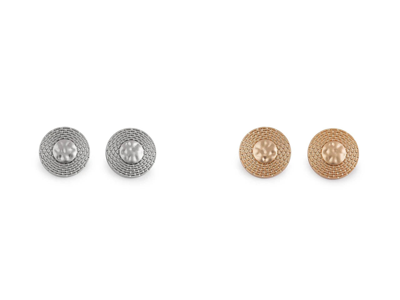 Dekoratīva metāla poga ar reljefu rakstu – 19 mm un 24 mm, zelta vai sudraba krāsā