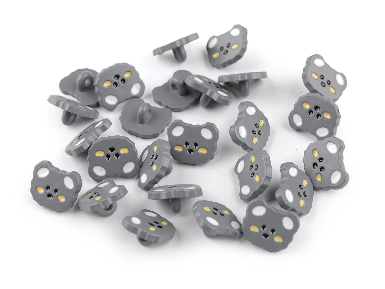 Pogas uz kājiņas 15 mm kaķīši|dažādu toņu