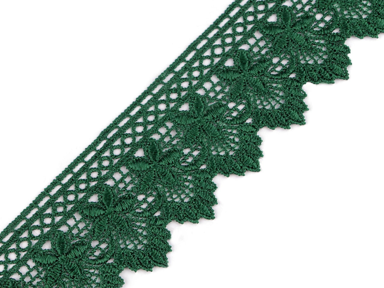 Dekoratīva mežģīņu lente 55 mm-tumši zaļa