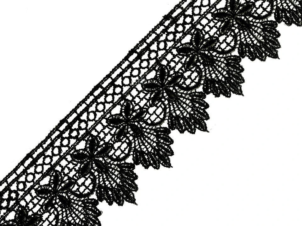 Dekoratīva mežģīņu lente 55 mm-melna