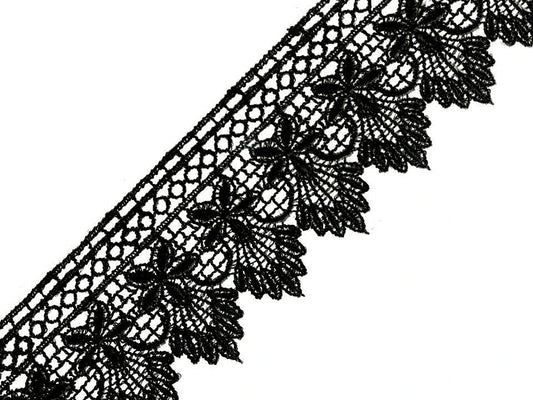 Dekoratīva mežģīņu lente 55 mm-melna