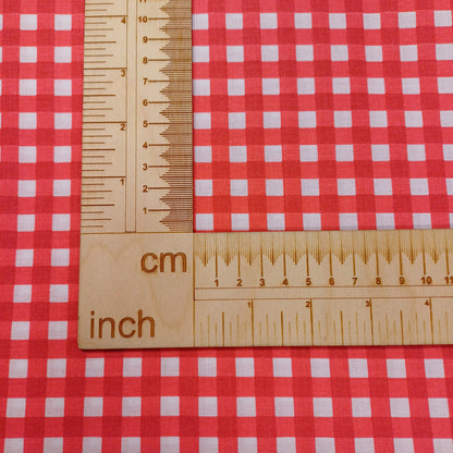 Tissu 100 % coton à carreaux rouges 130 g/m²
