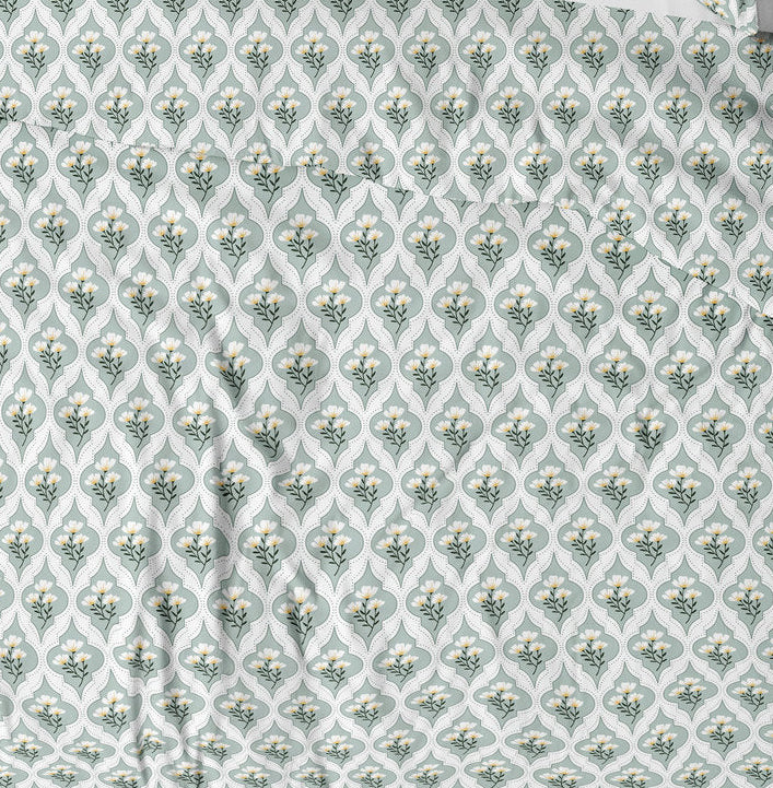 100% Cotton Fabric, Floral Pattern, 125 g/m²