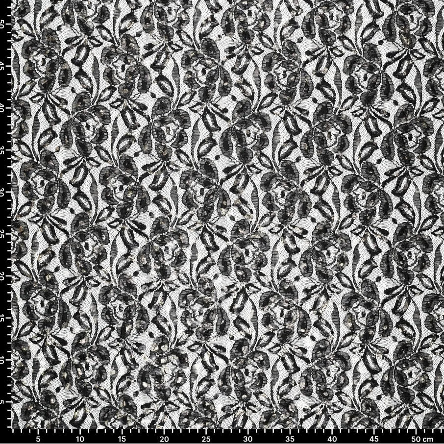 Pitskangas „Lauren Foil Lace“ – must 140 g/m²