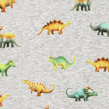 Kokvilnas siltināta trikotāža | Alpen fleece-dinozauri uz pelēka