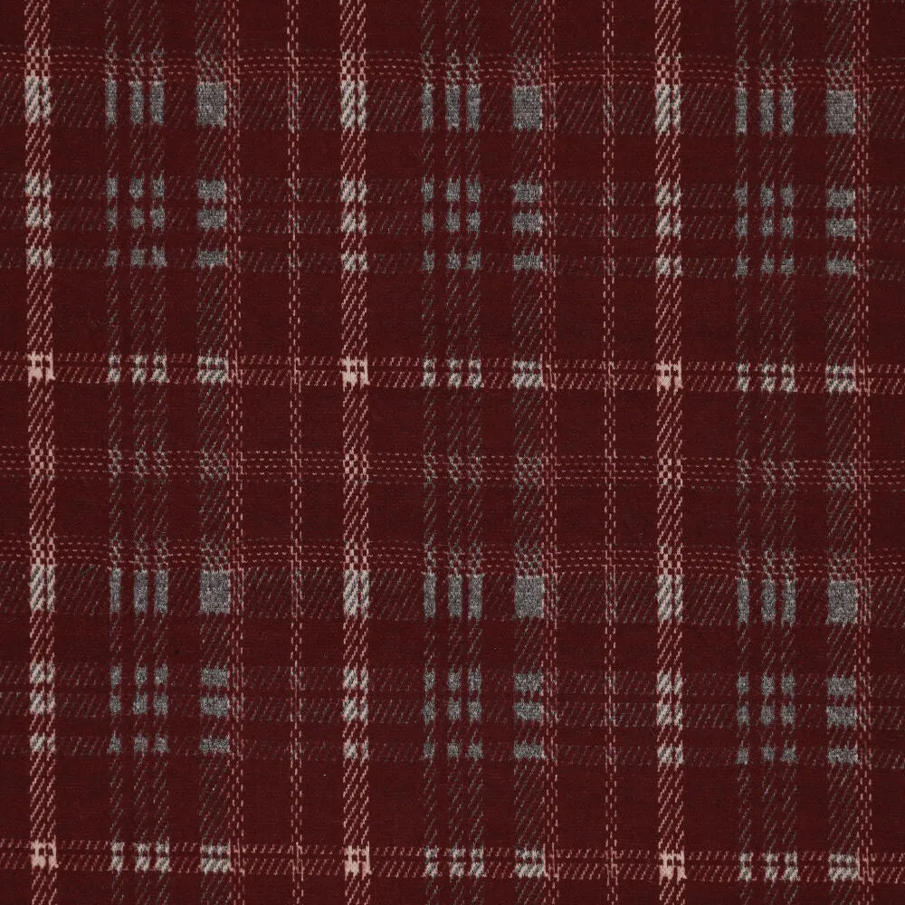 Rūtaina žakarda trikotāža – bordo sarkana
