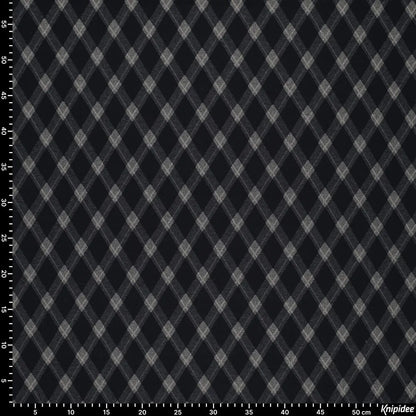 Checked jacquard knit fabric with diamond pattern – dark blue