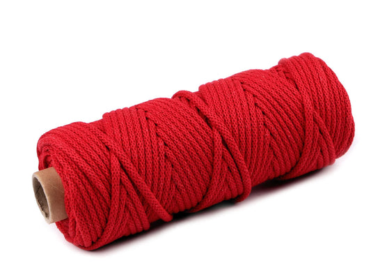 Kokvilnas aukla 5mm-sarkana (10 m rullis)