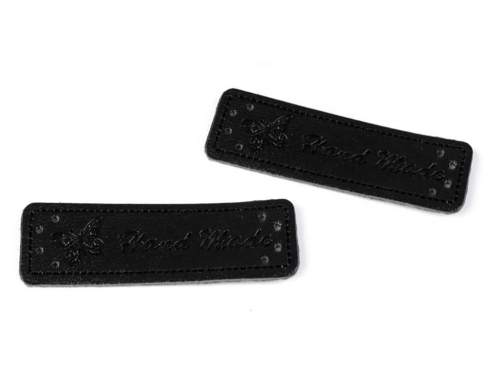 Etiķetes Hand Made 15 × 50 mm – melnas