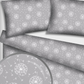 100% Cotton fabric - dandelion fluff on a gray background 125 g/m²