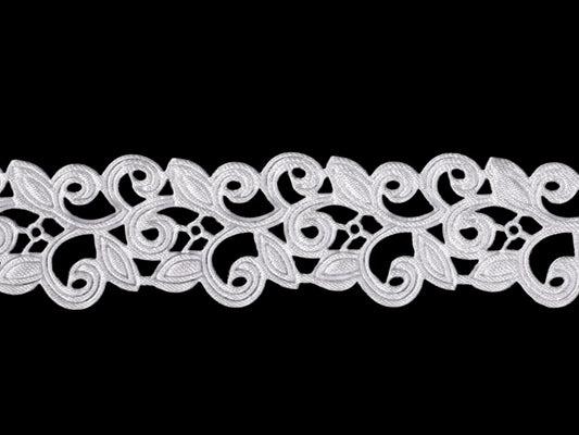 Satīna mežģīņu lente (laser-cut) | 22 mm balta