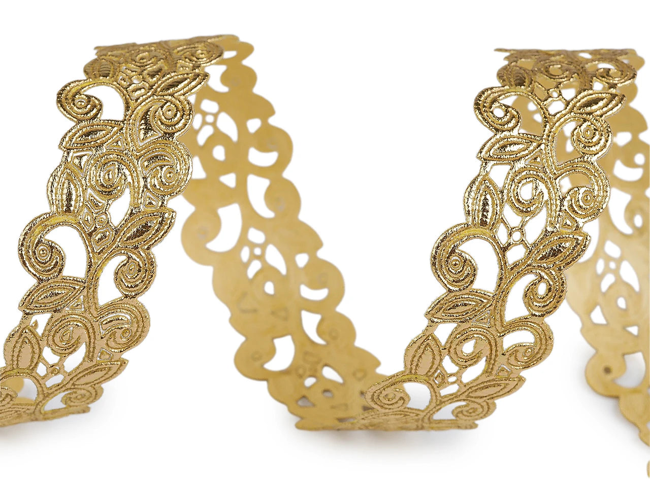 Satīna mežģīņu lente (laser-cut) | 22 mm|zelta