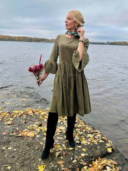 Kokvilnas velūrs-sūnu zaļš 250 g/m²