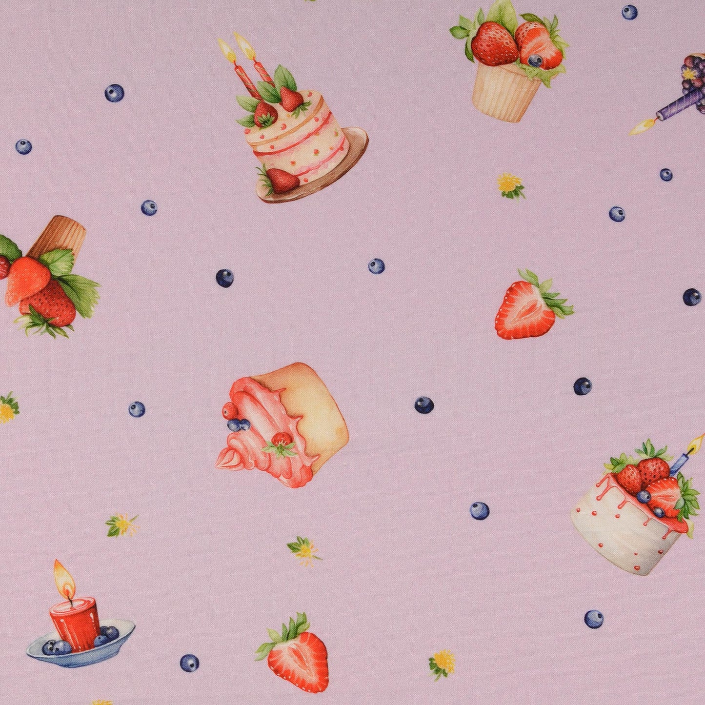 Premium 100% Cotton Fabric - Blueberry Cupcakes