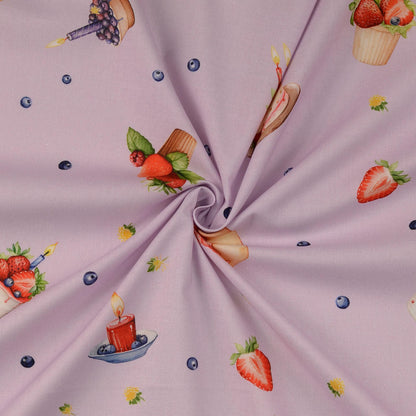 Premium 100% Cotton Fabric - Blueberry Cupcakes