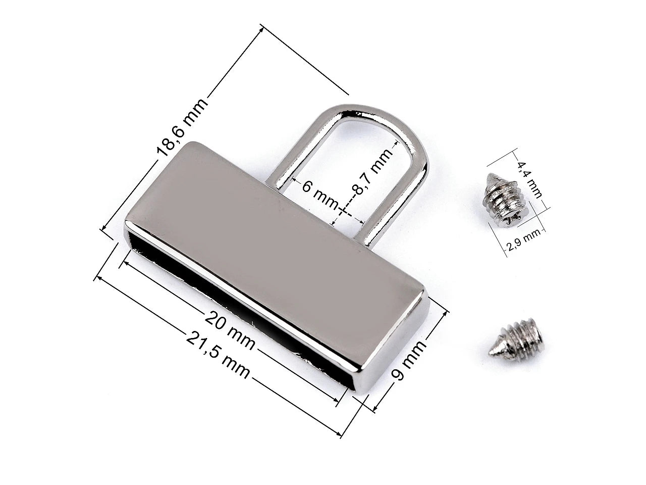 Siksnas, rokassprādzes gala stiprinājums ar cilpu 20 mm|dažādu toņu
