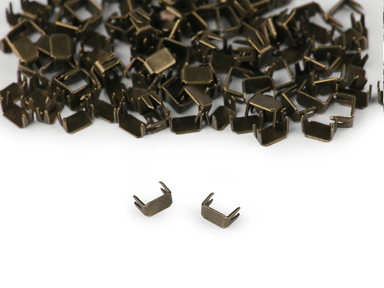 Rāvējslēdzēja metāla gala fiksators Nr. 3 – 3 × 5 mm, antīkas bronzas krāsā