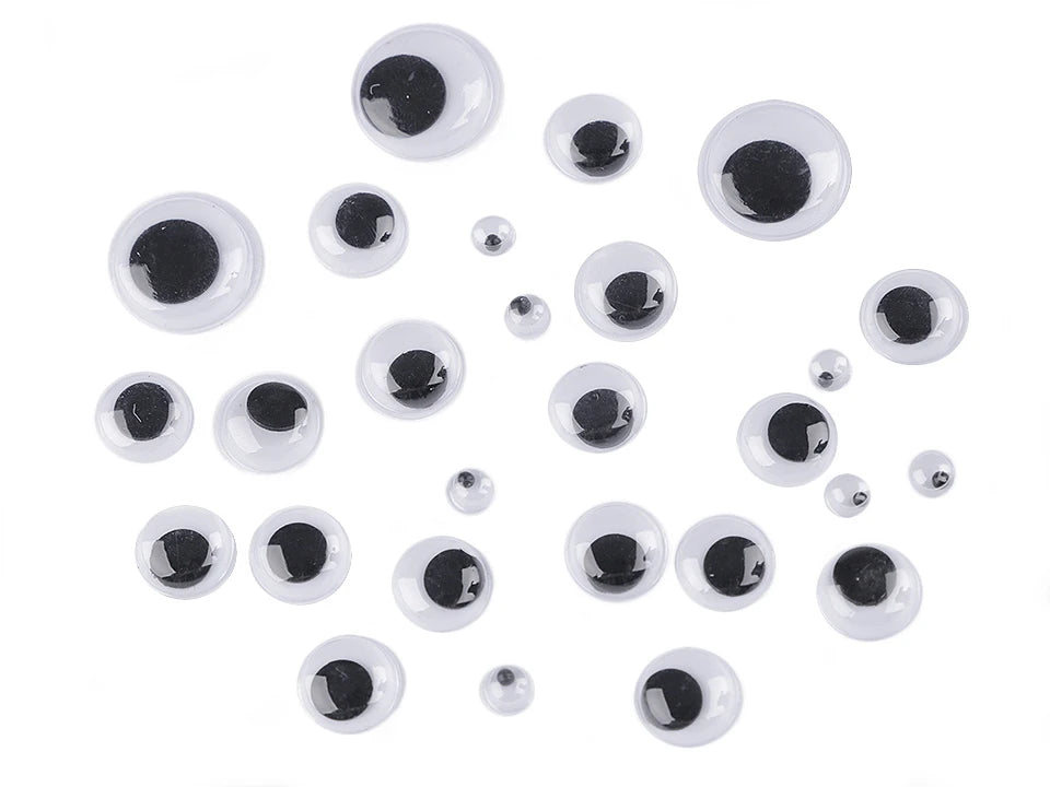 Rotaļlietu acis ar līmlenti 15.3; 27.5; 39 mm MIX 130 gab.