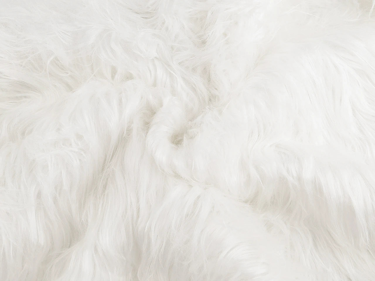 Mākslīgā kažokāda ar ļoti garu pūku-balts 540 g/m²