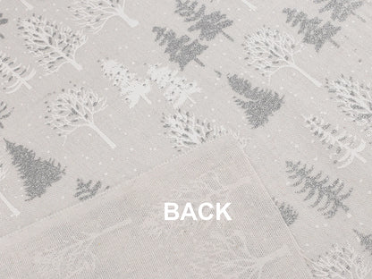 Christmas canvas fabric with glittering fir trees – light grey