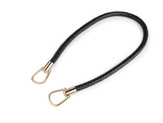 Pīts somas rokturis no mākslīgās ādas – melns/zelta, 70 cm
