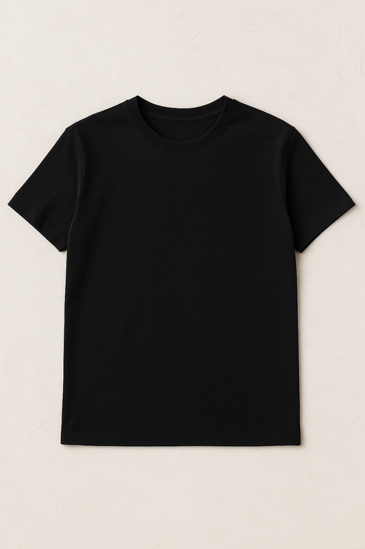 Puuvillane trikotaaž-must 215 g/m²