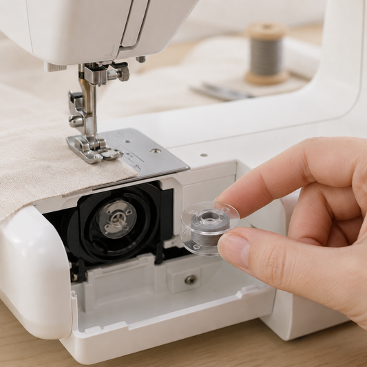 Plastic flat sewing machine bobbins Ø 20.4 mm, set of 10 pcs.