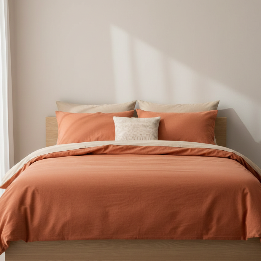 100% cotton fabric washed | Washed - orange 85 g/m²