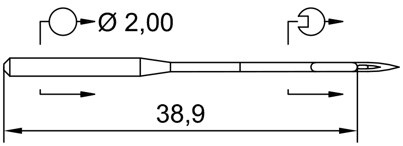 Attēls ar Adatas rūpnieciskajām šujmašīnām SCHMETZ DPX17 SD1 – ādai (10gab.) – pieejams Šarlotes audumi