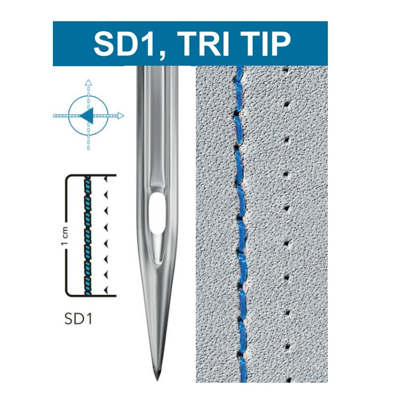 Attēls ar Adatas rūpnieciskajām šujmašīnām SCHMETZ DPX17 SD1 – ādai, plastmasai un PVC materiāliem (10gab.) – pieejams Šarlotes audumi