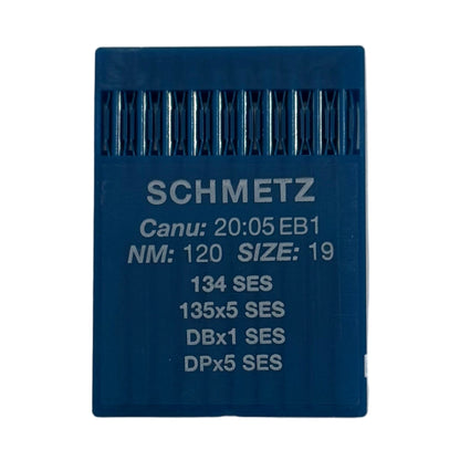 Image des aiguilles pour machines à coudre industrielles SCHMETZ DPx5 SES – pour tricot et vêtements de sport (10 pcs) – disponible chez Šarlotes audumi
