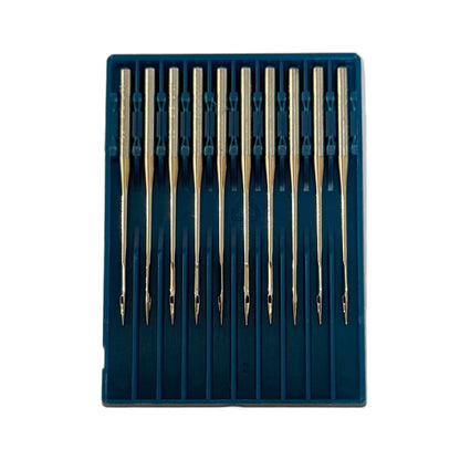 Image des aiguilles pour machines à coudre industrielles SCHMETZ DPx5 SPI – pour tissus épais et fins (10 pièces) – disponible chez Šarlotes audumi