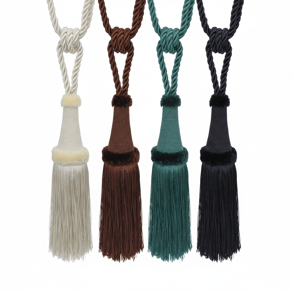 Attēls ar Aizkaru turētāji, savilcēji ar bārkstīm|dažādu toņu – pieejams Šarlotes audumi