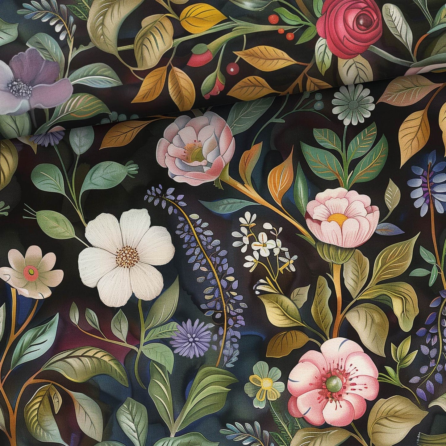 Puuvillane silmustrikotaaž – salapärane heinamaa 250 g/m²