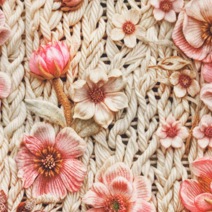 Image of Alpenfleece fabric with flowers – warm knit – available online at Šarlotes audumi