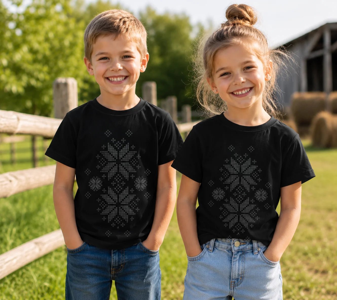 Image of children's T-shirt "Auseklis Light" – available at Šarlotes audumi