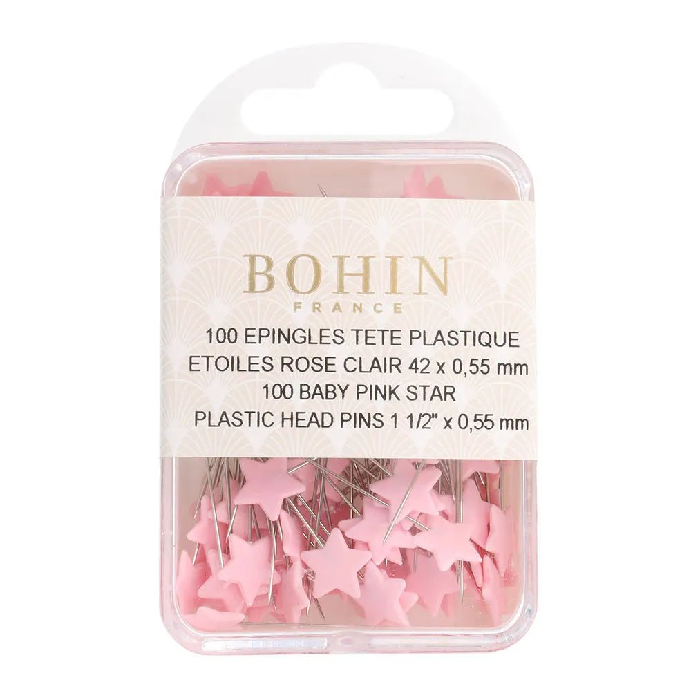 Image of BOHIN star-head pins 42 mm – pink, 100 pcs. – available online at Šarlotes audumi