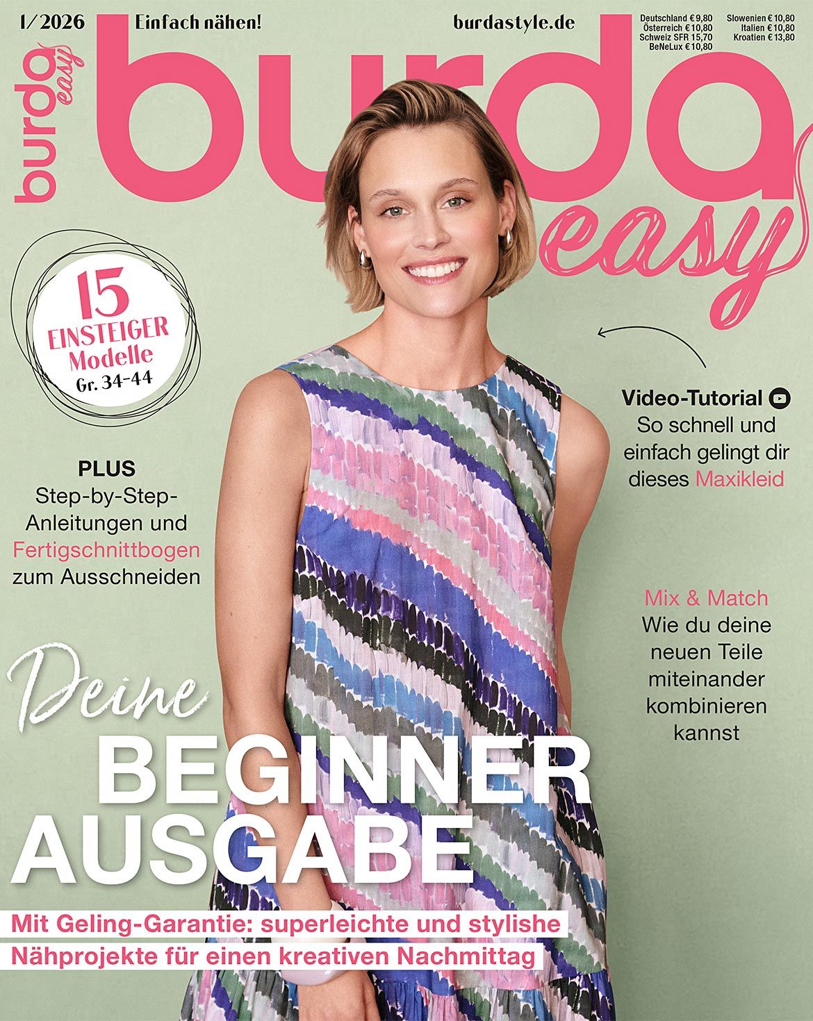 Attēls ar Burda Easy 01/2026 - DE – pieejams Šarlotes audumi