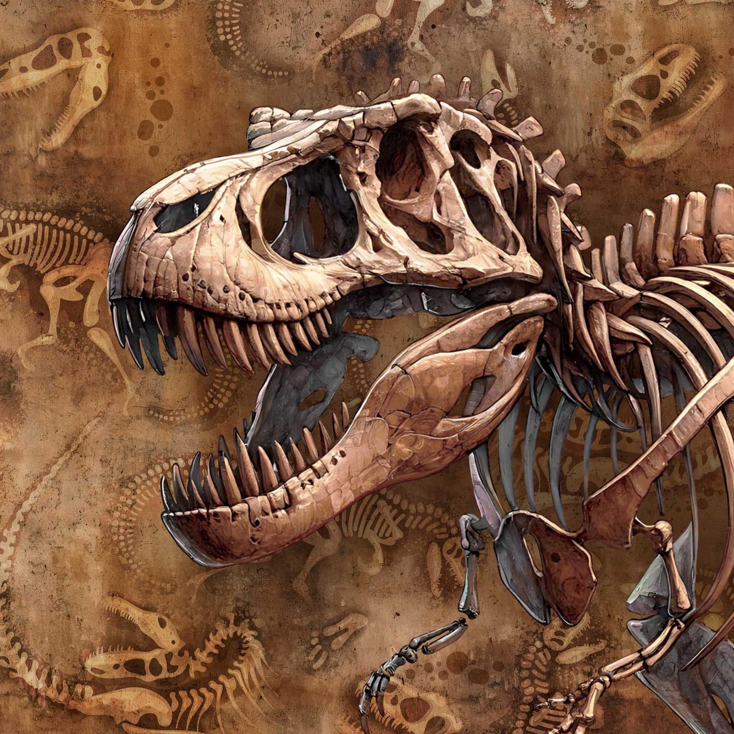 Attēls ar Cilpiņtrikotāžas panelis 40x50 cm - dinozauru fosīlijas 250 g/m² – pieejams Šarlotes audumi