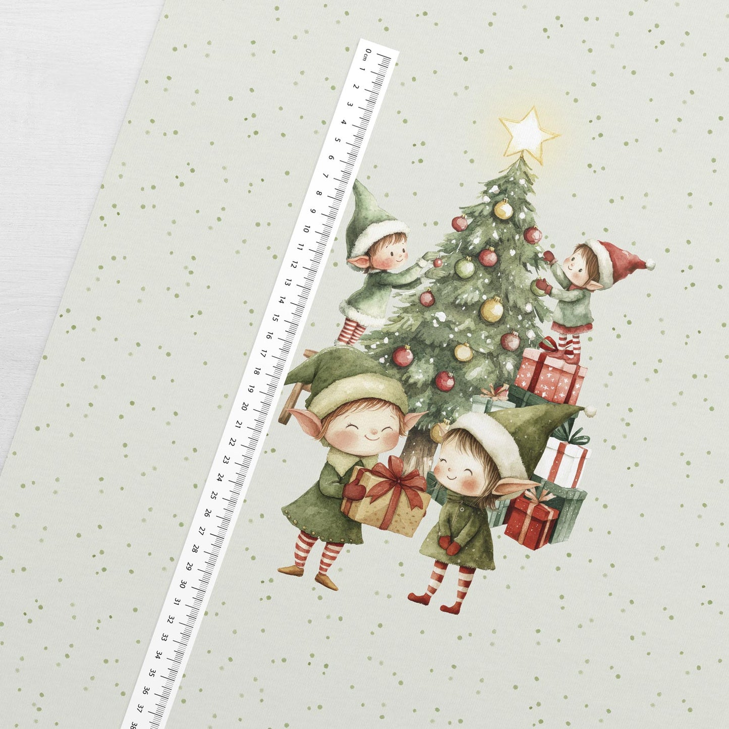 Attēls ar Cilpiņtrikotāžas panelis 40x50 cm - rūķīši 250 g/m² – pieejams Šarlotes audumi