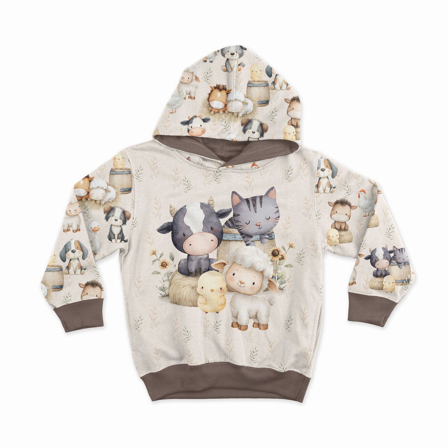 Attēls ar Cilpiņtrikotāžas panelis - jautrā fermas draugu kompānija 250 g/m² | Dizains - 02 – pieejams Šarlotes audumi